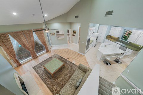 A living room with a rug and a couch.