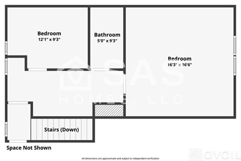 A floor plan of a home with three bedrooms and a bathroom.