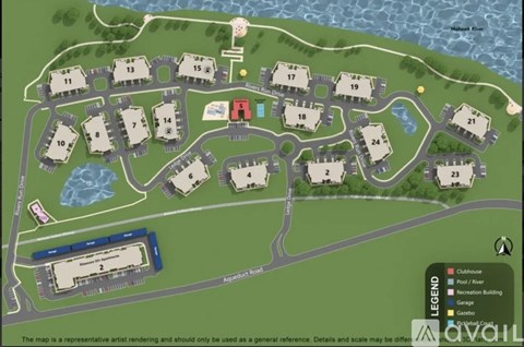 A map shows a layout of a residential area with buildings numbered 1 through 24.