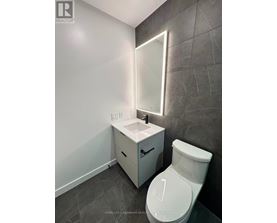 A white toilet sits next to a sink in a bathroom.