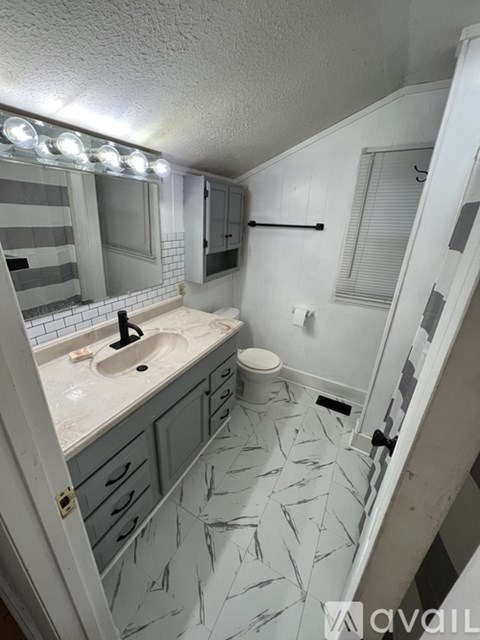 A bathroom with a sink, mirror, and toilet.