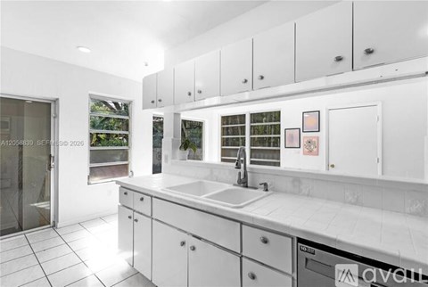 A white kitchen with a sink and cabinets.