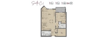 Unit C - 1 bed 1 bath, Den