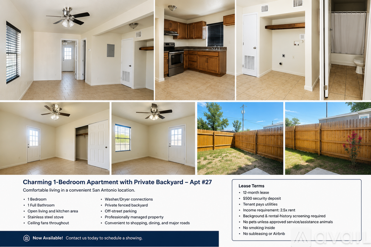 Apartment with private backyard for rent.