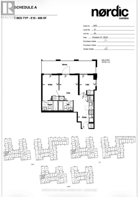 A document from Nordic Condos outlining Schedule A for a building with 2 bedrooms and 1 bathrooms.