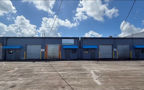 A blue industrial building with a sign that says "ONLY EAST" on it.