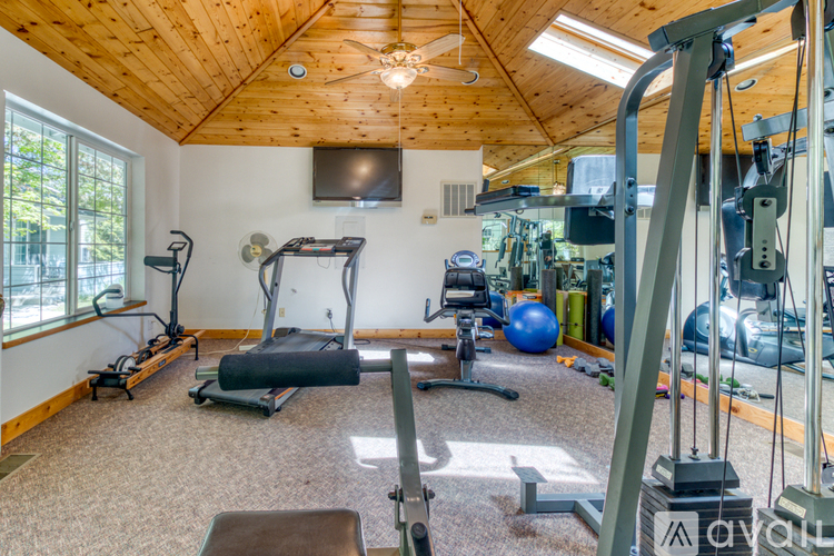 A well equipped home gym with a variety of exercise equipment.