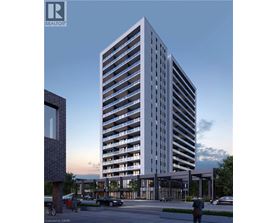 A tall, modern building with a glass facade is depicted in the image.
