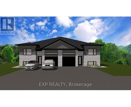 A rendering of a two-story house with a garage and a car parked in front.