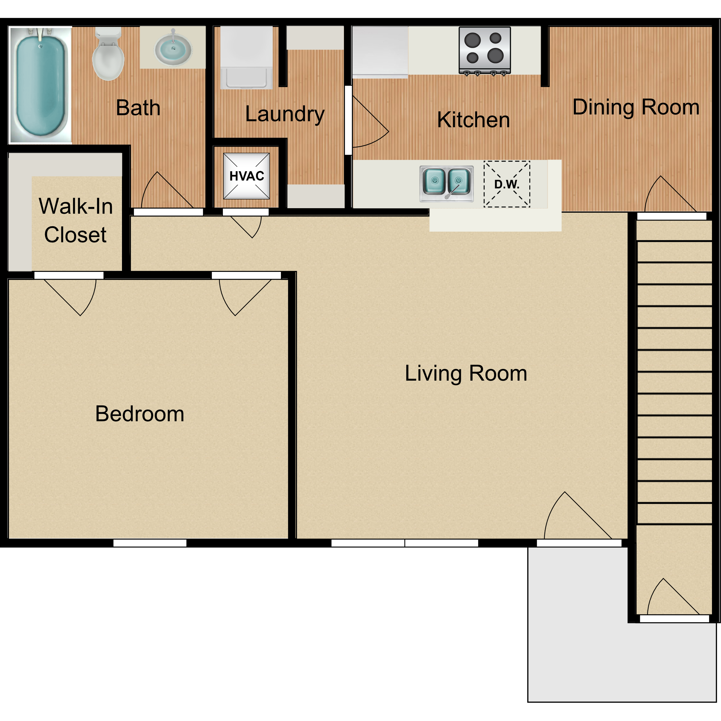 Madison Ridge Apartments one-bedroom one-bathroom floorplan