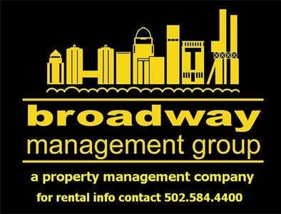 A logo for Broadway Management Group, a property management company, is displayed.