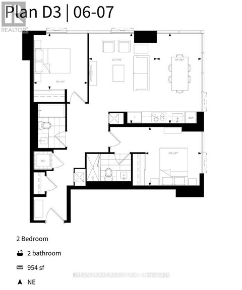 A floor plan for Plan D3 dated 06-07 shows a layout with two bedrooms and two bathrooms.