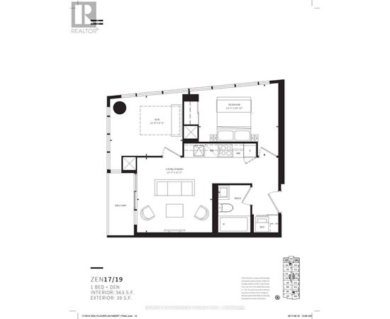 A black and white floor plan of a one bedroom apartment.