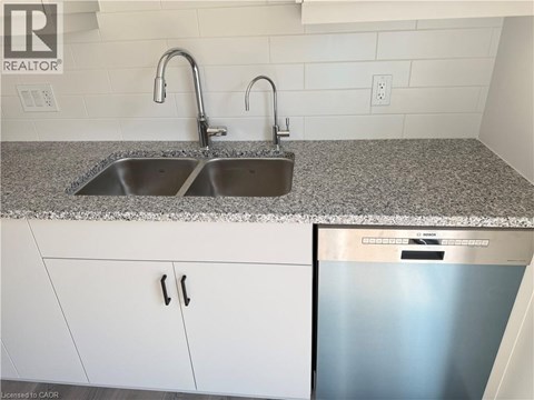 A kitchen with a sink and a dishwasher.