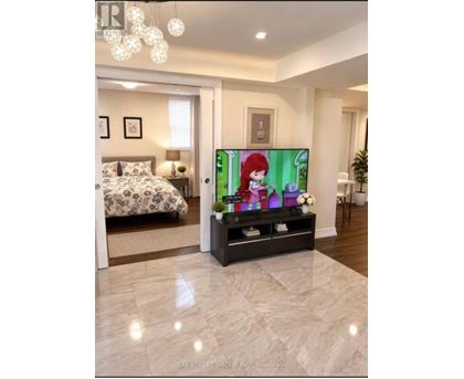 A bedroom with a bed, a nightstand, a TV, and a plant.