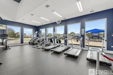 A gym with treadmills and exercise equipment.