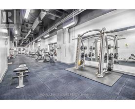 A gym with a variety of equipment including dumbbells and weight machines.
