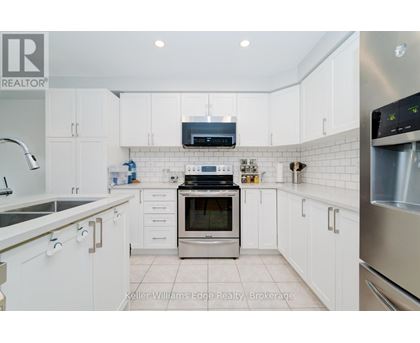 A modern kitchen with white cabinets and stainless steel appliances.