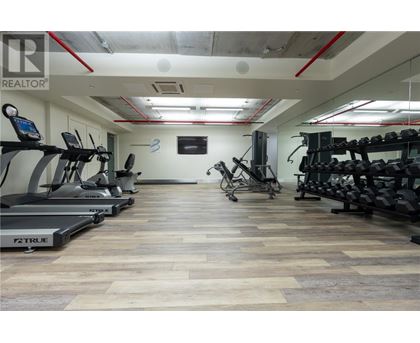 A gym with treadmills and exercise bikes.