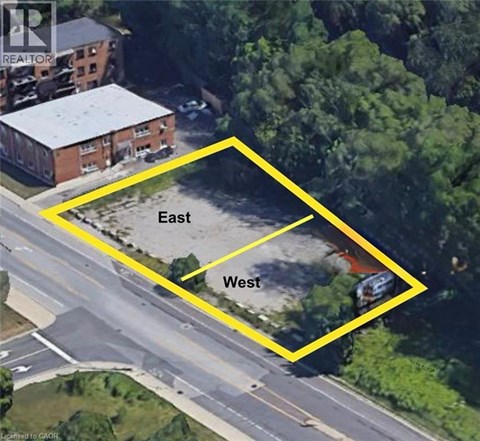 A yellow outlined area on a map with East and West labels.