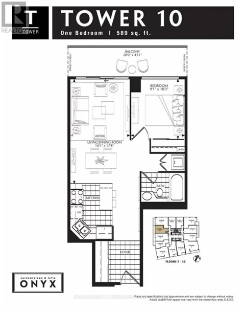 A black and white image of a floor plan for a one bedroom apartment.