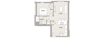 1 Bedroom, 1 Bathroom 658 SF