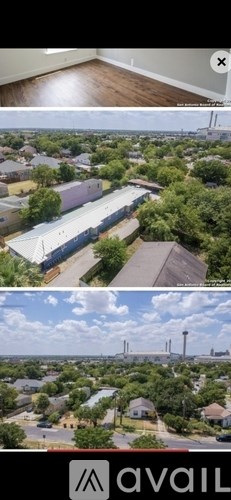 A bird's eye view of a residential area with houses and trees.