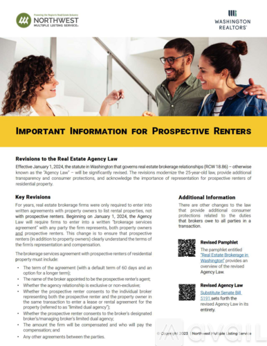 A flyer discussing the Revisions to the Real Estate Agency Law.