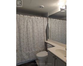 A white toilet sits next to a sink in a bathroom.