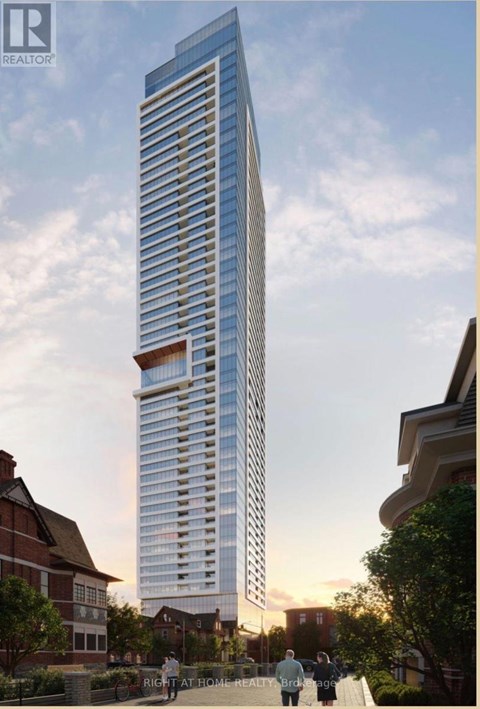 A tall, modern glass building is depicted in an architectural rendering.