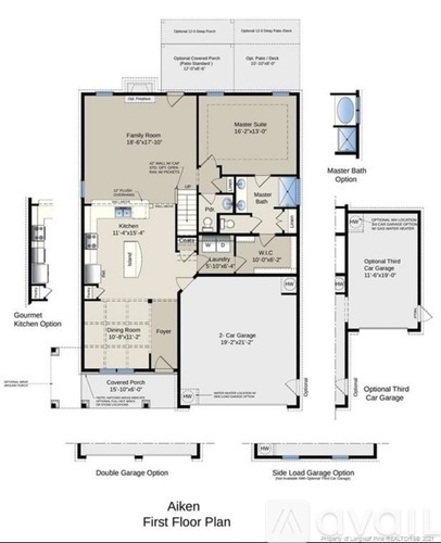 A floor plan for a Aiken First Floor Plan.