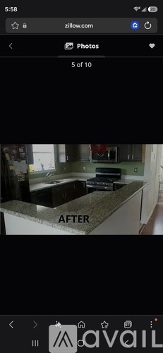 A photo of a kitchen countertop before and after renovation.