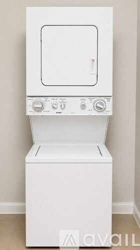 A white dryer is available for rent.