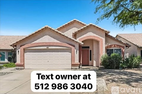A house with a text overlay asking to text the owner at a given number.