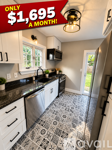 A kitchen with a price tag of $1,695 a month.