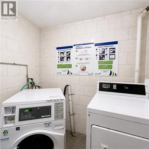 A washer and dryer in a small laundry room.