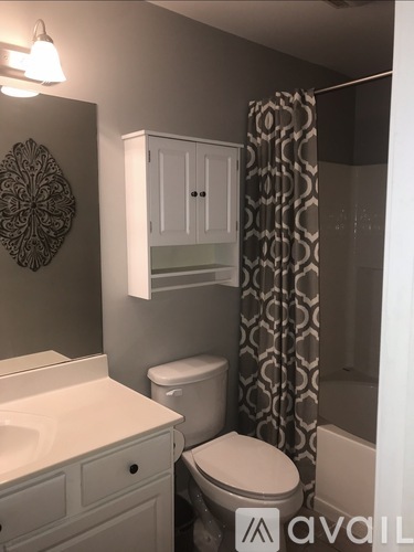 A bathroom with a toilet, sink, and shower curtain.