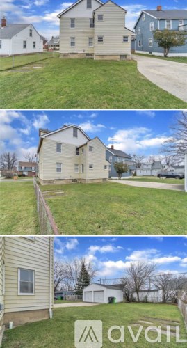Three houses with different front yard landscaping.