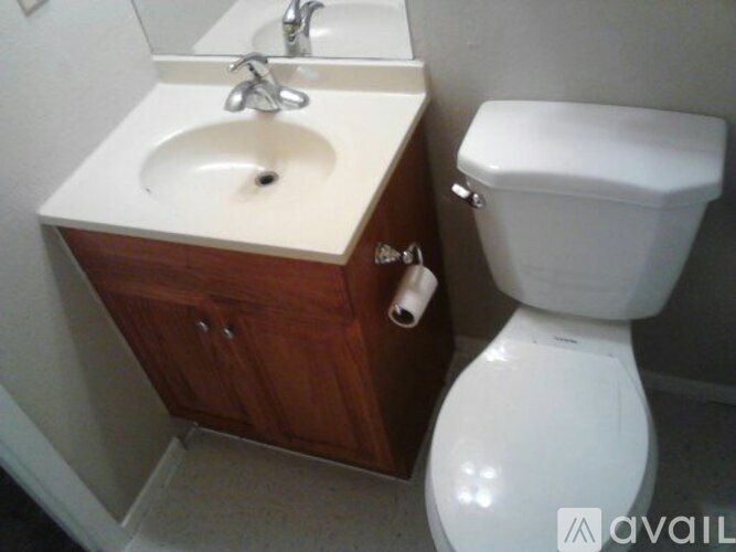 A white toilet sits next to a sink in a small bathroom.