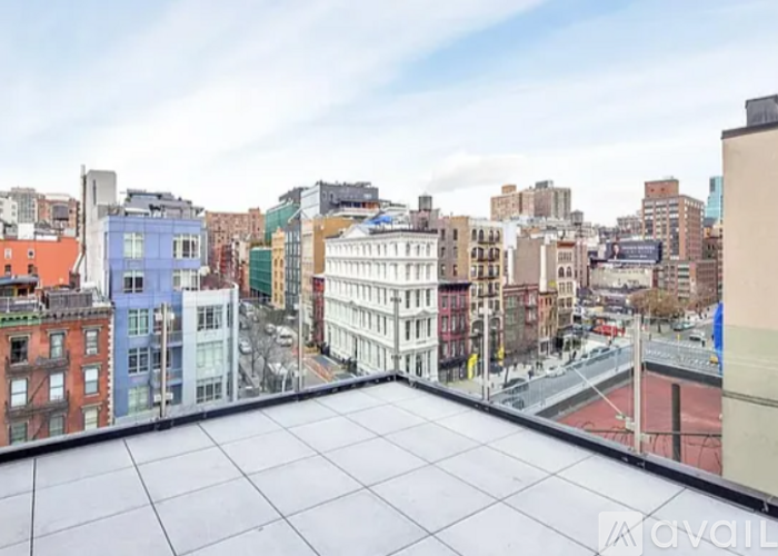 A view from a high-rise building overlooking a cityscape.