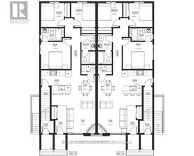 A black and white floor plan of a building with multiple rooms and labeled areas.