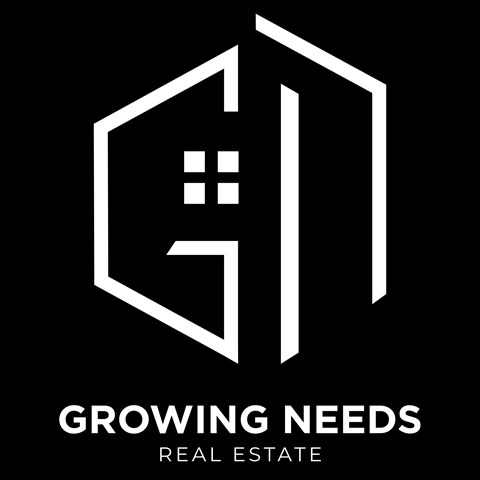 A graphic with a house and the words "Growing Needs Real Estate".