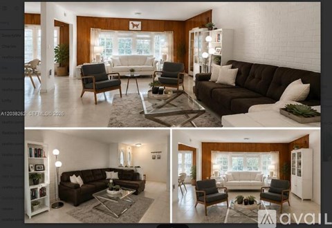 A living room with a brown couch and a white sofa.