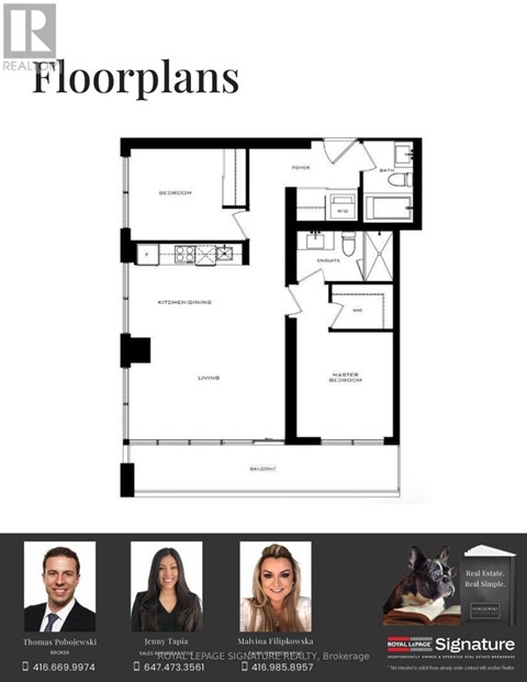 A floor plan for a real estate listing is displayed with contact information for the agents.