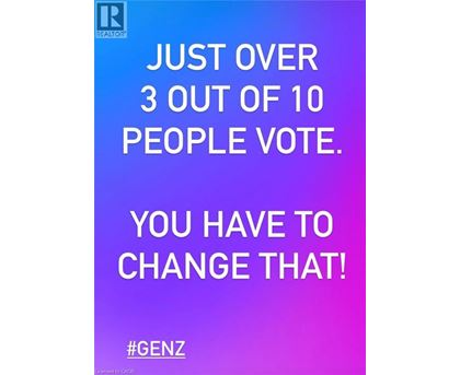A poster with a message about voting and a hashtag #GENZ.
