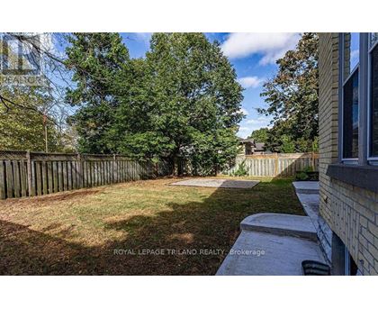 A backyard with a fence and trees.