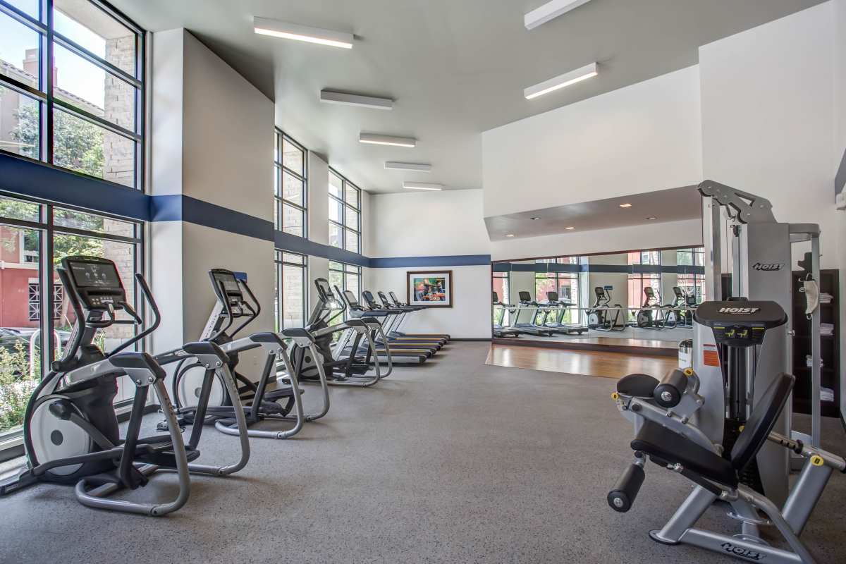 Gym with Cardio near windows