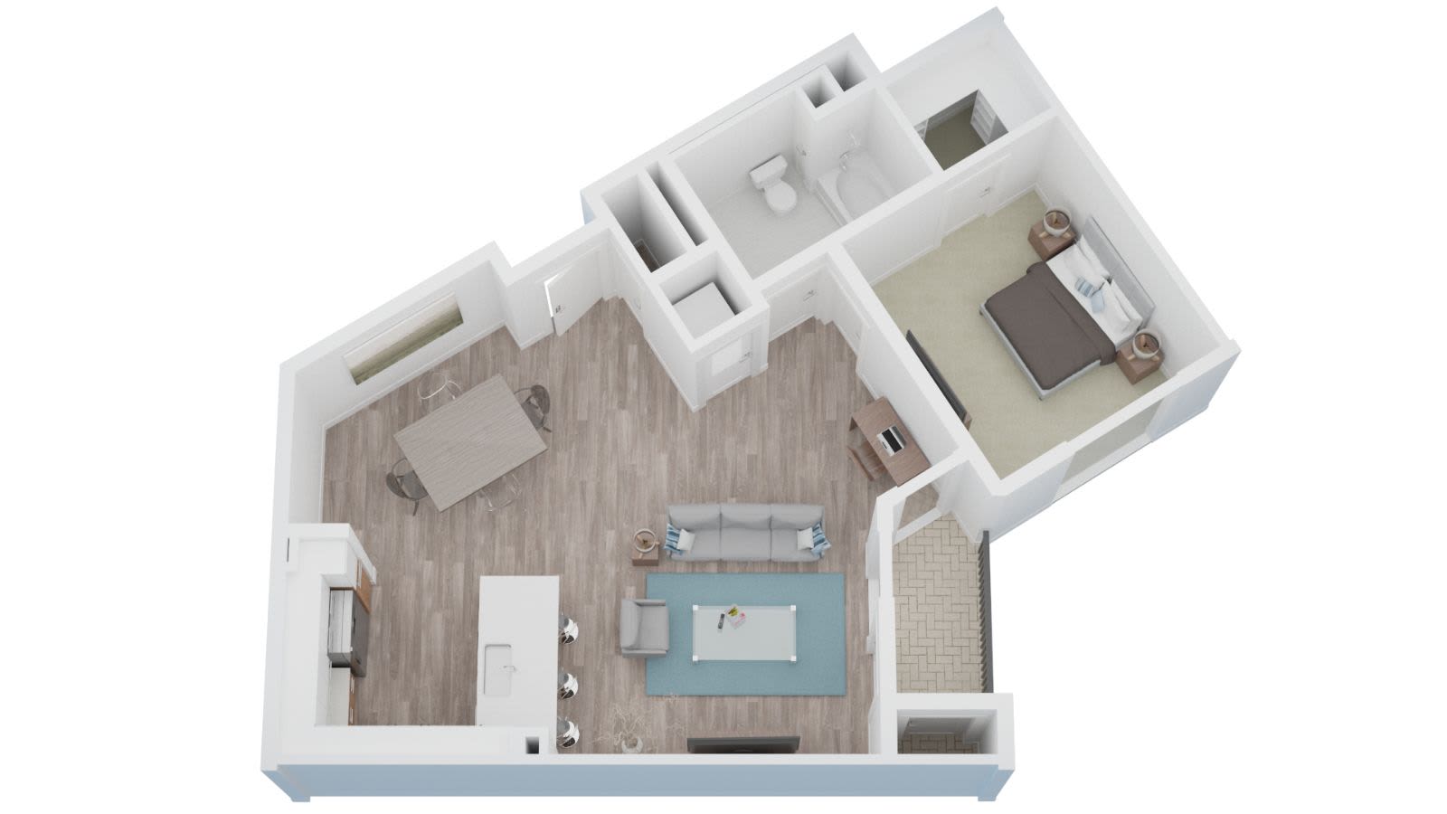 One bedroom floor plan 933 square feet