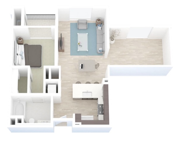 one bedroom one bath 902 square foot floor plan