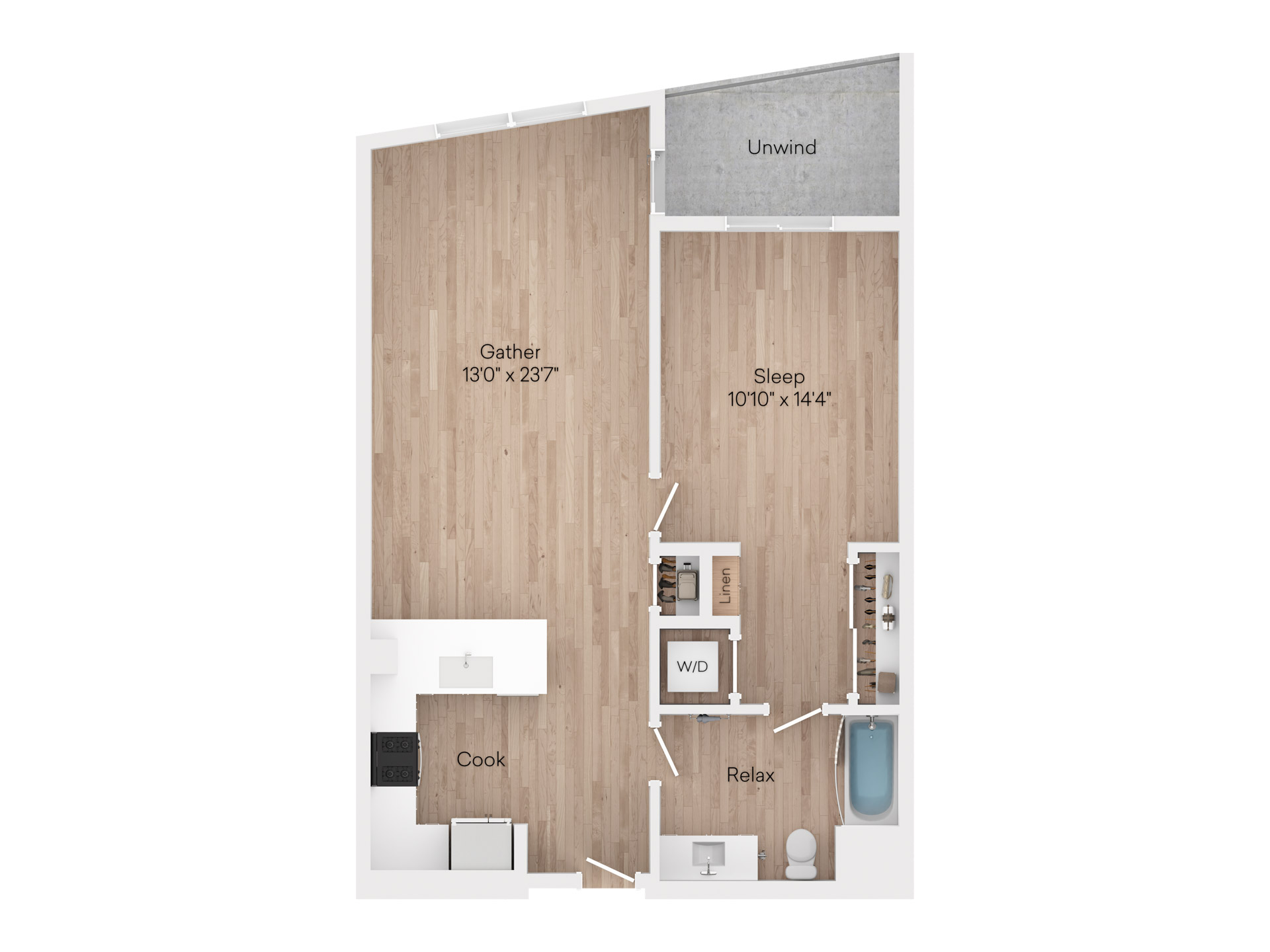 1 Bed 1 Bath Floorplan